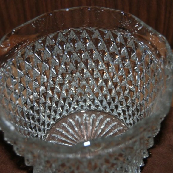 Vintage Indiana Glass Clear Diamond Point Ruffled Ice Bucket 5 3/8" - Picture 3 of 6